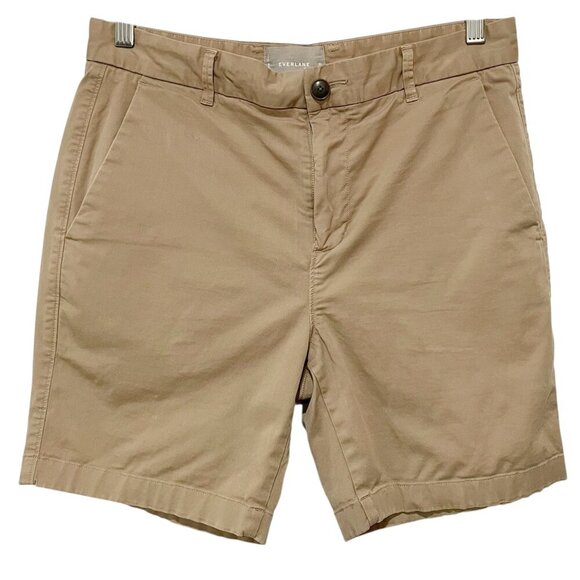 Everlane Women's Khaki Tan 7" Cotton Blend Shorts 30 Preppy Classic Outdoor - Picture 1 of 8